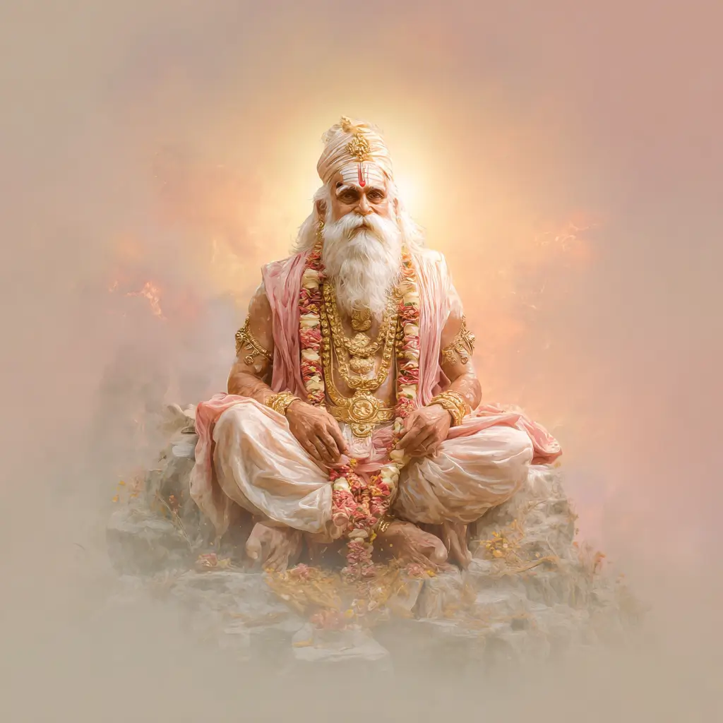 Visuel du Guru Mantra (Guru Brahma Guru Vishnu), célébrant les trois aspects divins