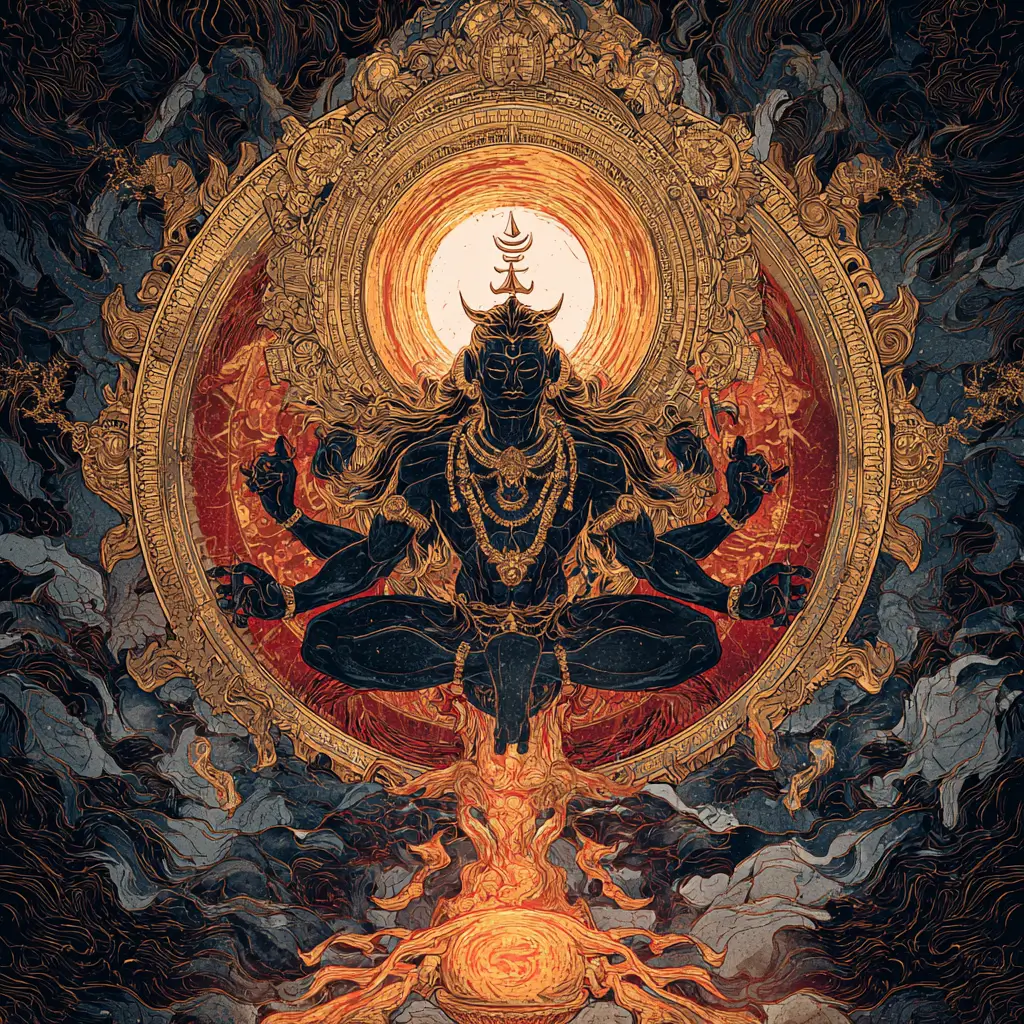 Illustration du Maha Mrityunjaya Mantra, le mantra de guérison et de protection