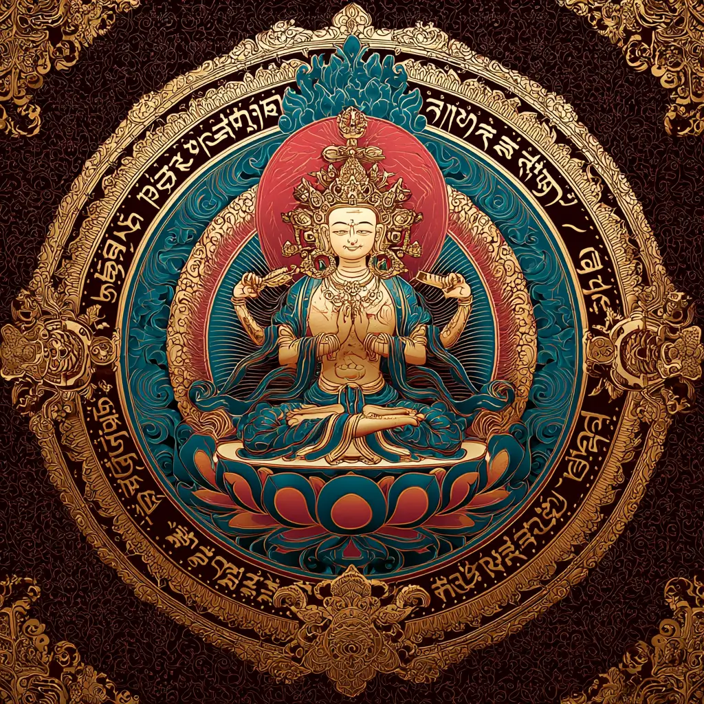 Le mantra Om Ah Ra Pa Tsa Na Dhih est le mantra principal de Manjushri et représente l’intelligence transcendante