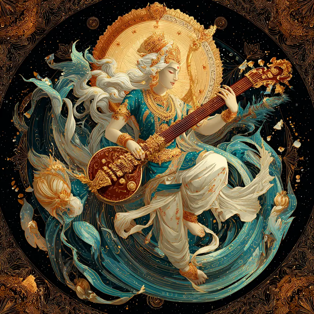 Om Aim Saraswatyai Namah : mantra dédié à Saraswati pour la sagesse, la clarté et l’inspiration créatrice