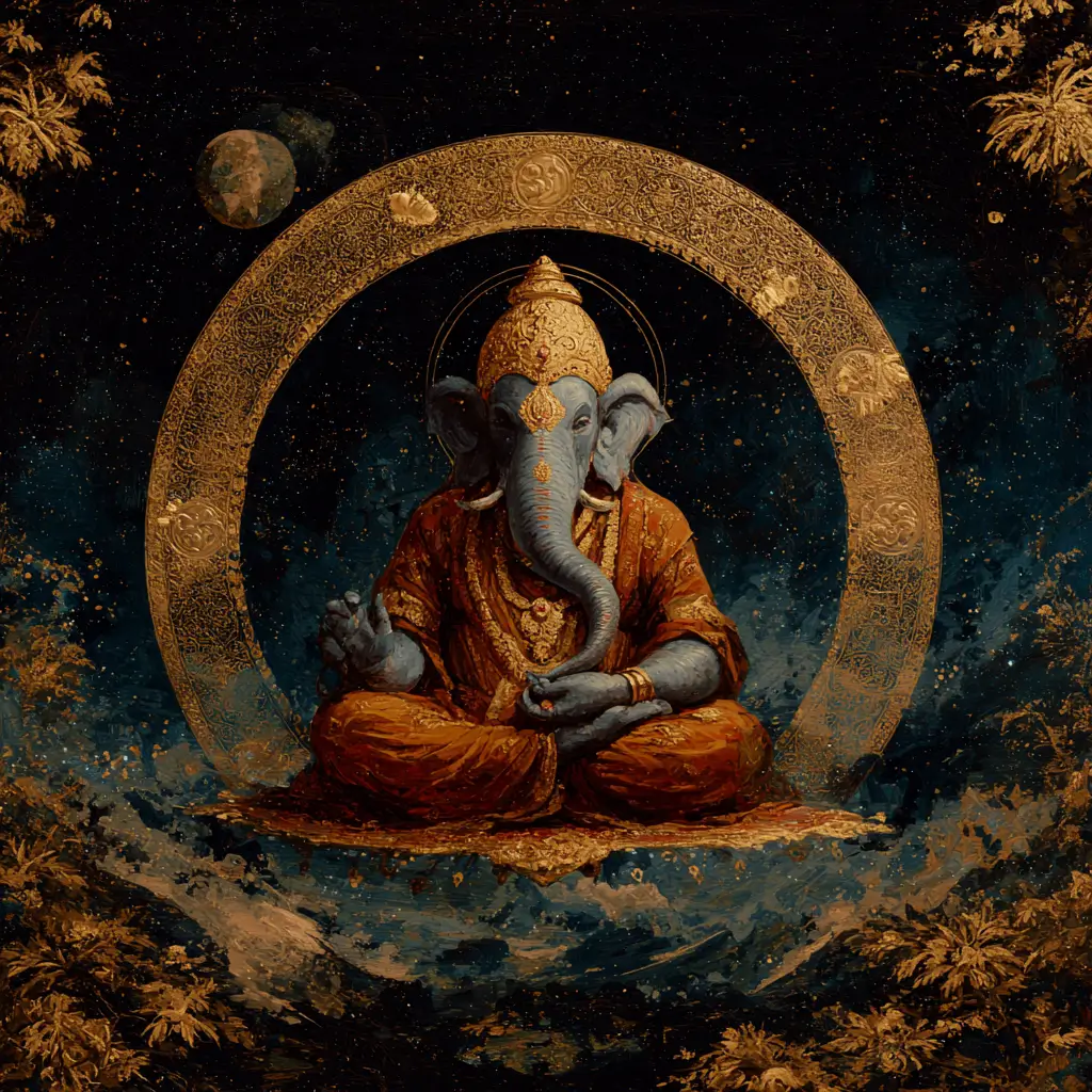 Illustration du mantra Om Parashaktyai Namah, symbole de l’énergie divine féminine