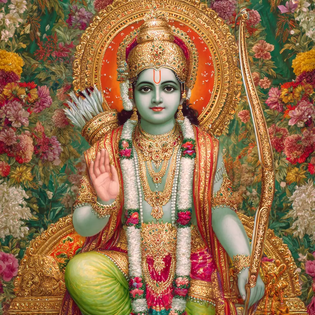 Visuel représentant le Rama Taraka Mantra, mantra sacré associé à la libération et à la protection spirituelle